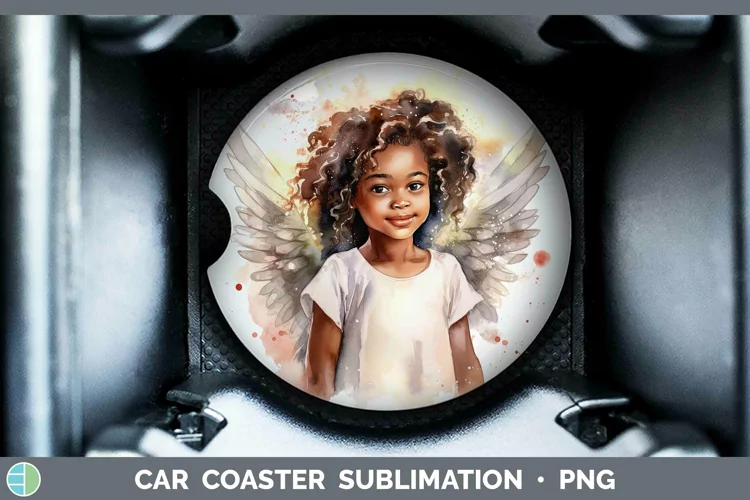 Watercolor Christmas Angel Car Coaster Sublimation Coaster D