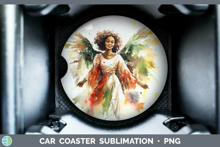 Watercolor Christmas Angel Car Coaster Sublimation Coaster D