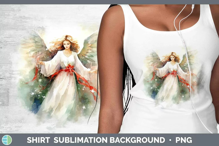 Watercolor Christmas Angel Shirt Sublimation Sublimation Bac