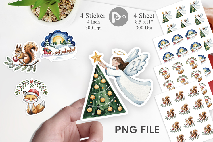 Watercolor Christmas Animal Sticker