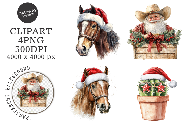 Watercolor christmas Animal clipart