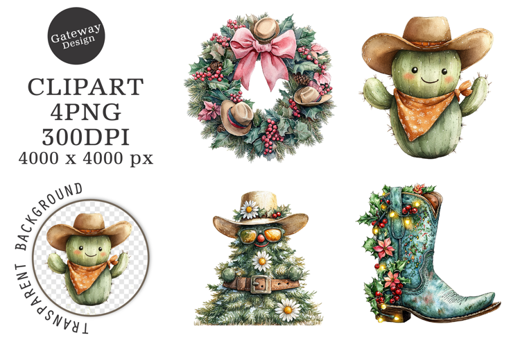Watercolor christmas Animal clipart