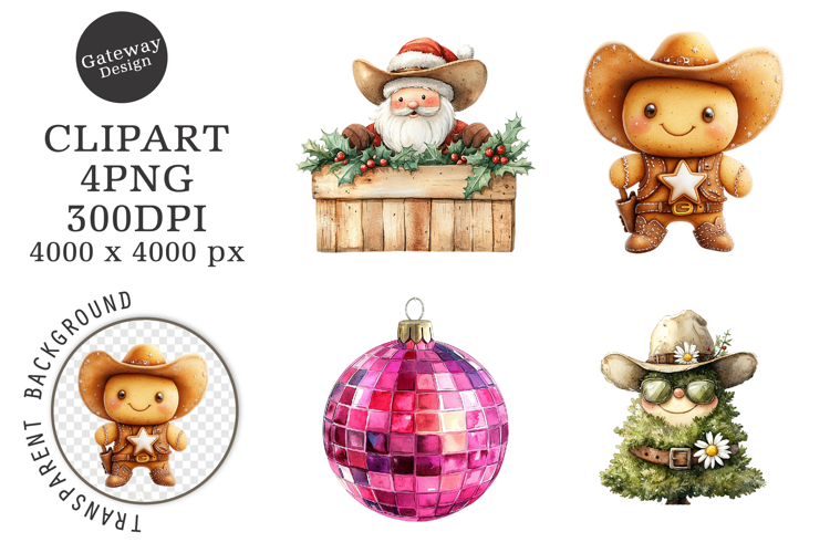Watercolor christmas Animal clipart