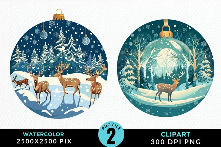 Watercolor Christmas Bauble Graphics Clipart