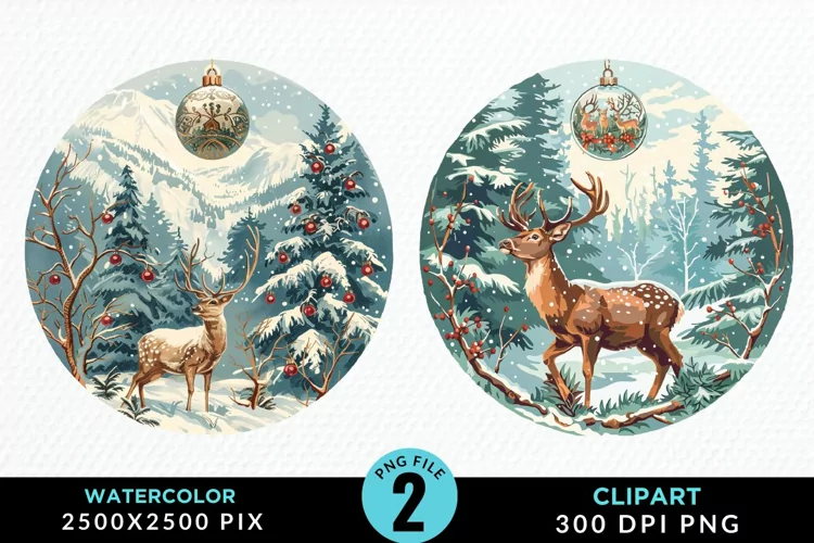 Watercolor Christmas Bauble Graphics Clipart