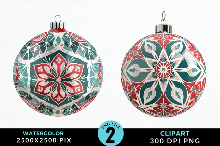 Watercolor Christmas Bauble Fun Clipart
