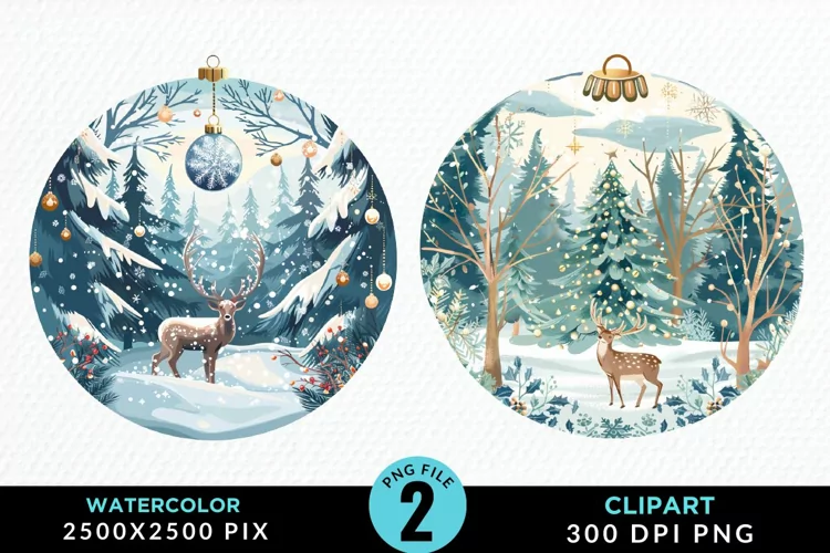 Watercolor Christmas Bauble Graphics Clipart