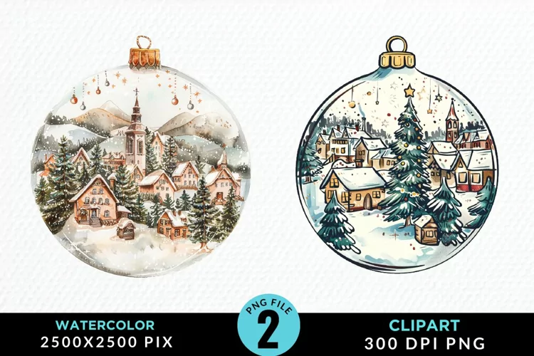 Watercolor Christmas Bauble Illustration PNG Clipart