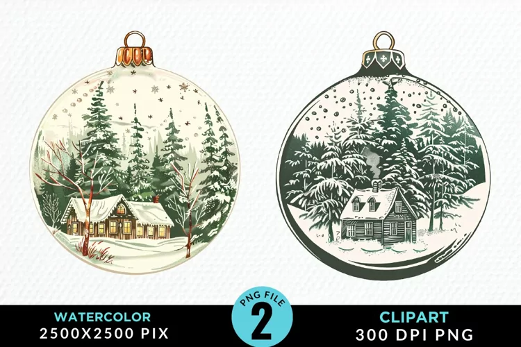 Watercolor Christmas Bauble Illustration PNG Clipart