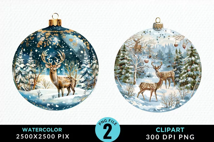 Watercolor Christmas Bauble Graphics Clipart