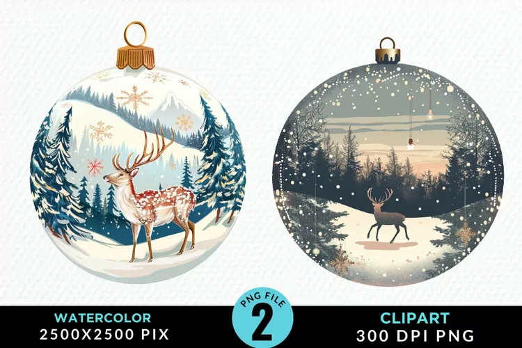 Watercolor Christmas Bauble Image Clipart