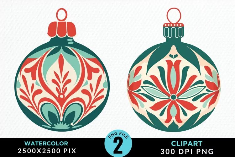 Watercolor Christmas Bauble Fun Clipart