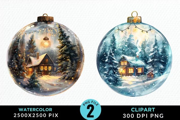 Watercolor Christmas Bauble Illustration PNG Clipart