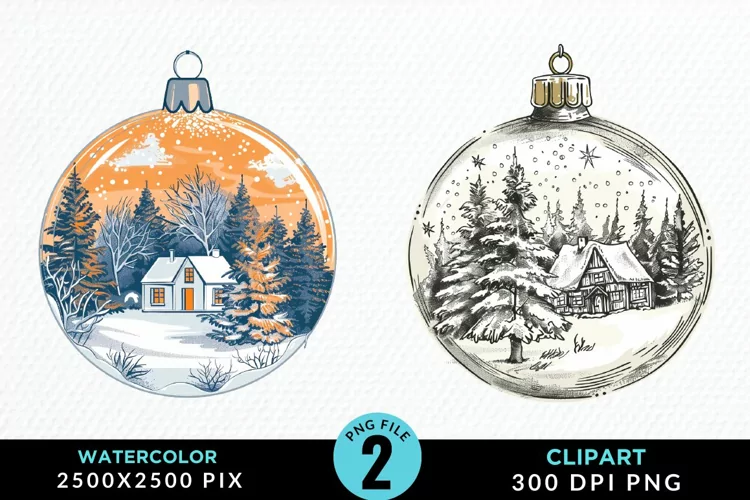 Watercolor Christmas Bauble Illustration PNG Clipart