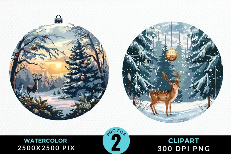 Watercolor Christmas Bauble Image Clipart