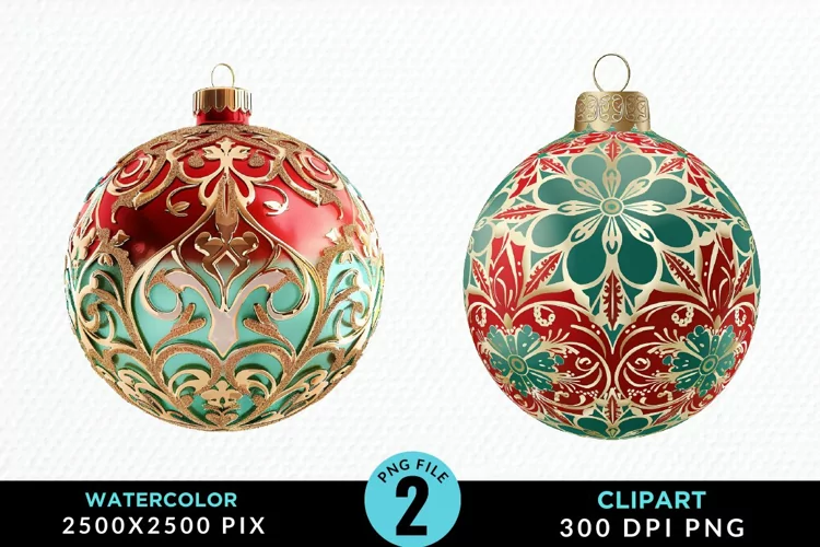 Watercolor Christmas Bauble Fun Clipart