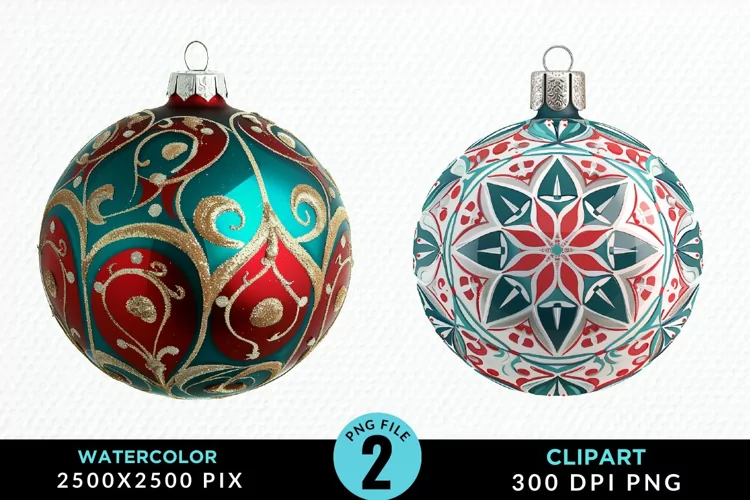 Watercolor Christmas Bauble Fun Clipart