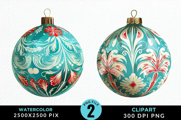 Watercolor Christmas Bauble Fun Clipart