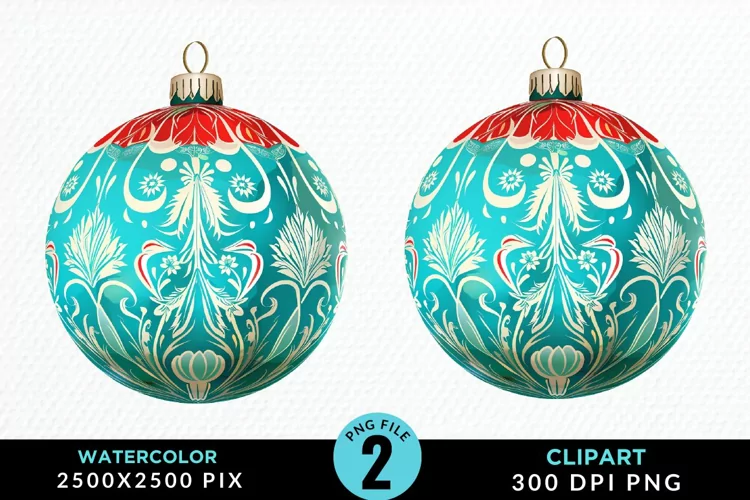 Watercolor Christmas Bauble Fun Clipart