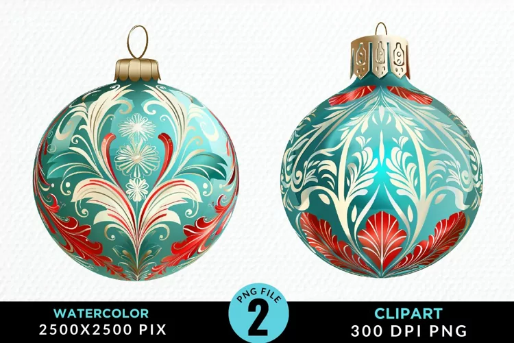 Watercolor Christmas Bauble Fun Clipart