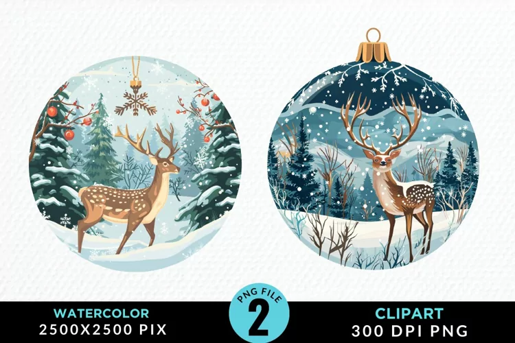 Watercolor Christmas Bauble Graphics Clipart