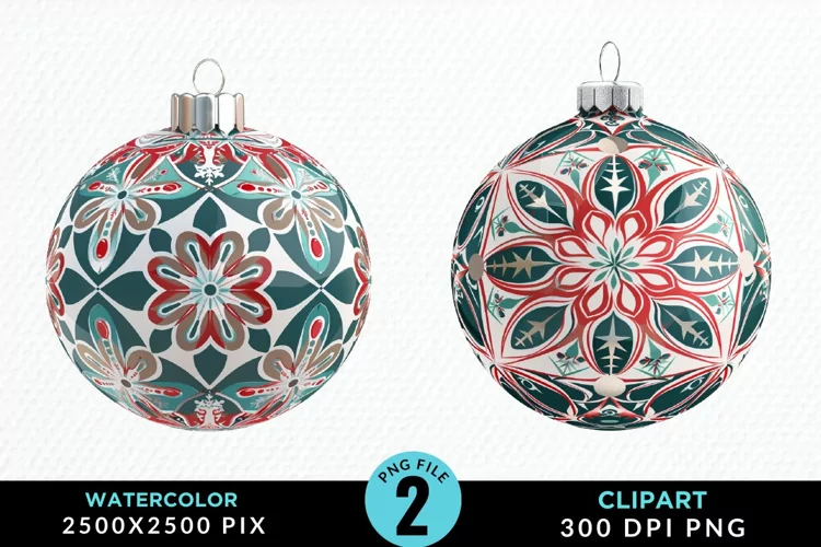 Watercolor Christmas Bauble Fun Clipart