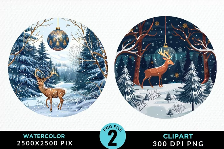 Watercolor Christmas Bauble Graphics Clipart