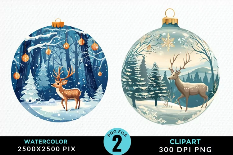 Watercolor Christmas Bauble Graphics Clipart