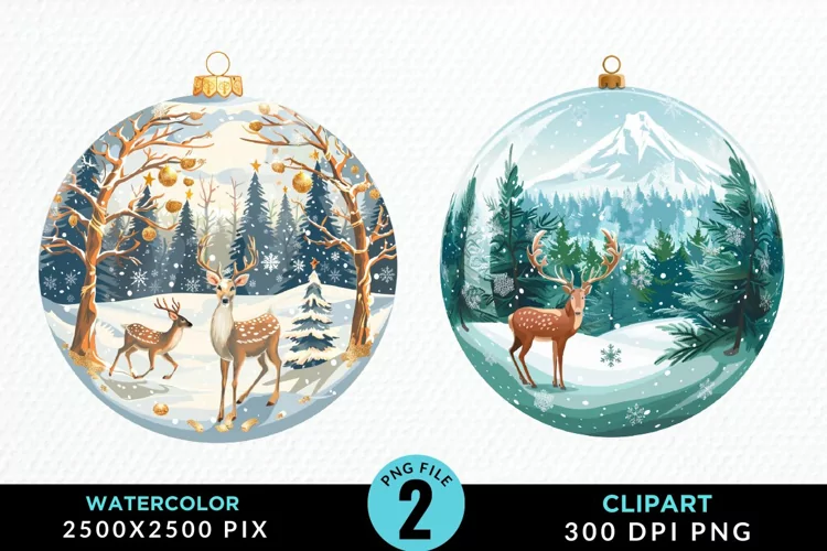 Watercolor Christmas Bauble Graphics Clipart