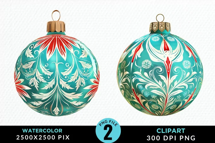 Watercolor Christmas Bauble Fun Clipart