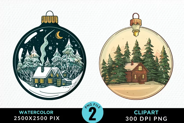 Watercolor Christmas Bauble Illustration PNG Clipart