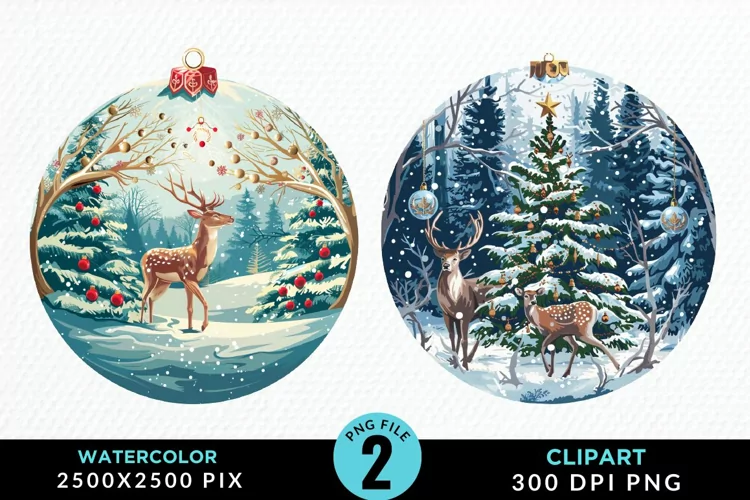 Watercolor Christmas Bauble Graphics Clipart