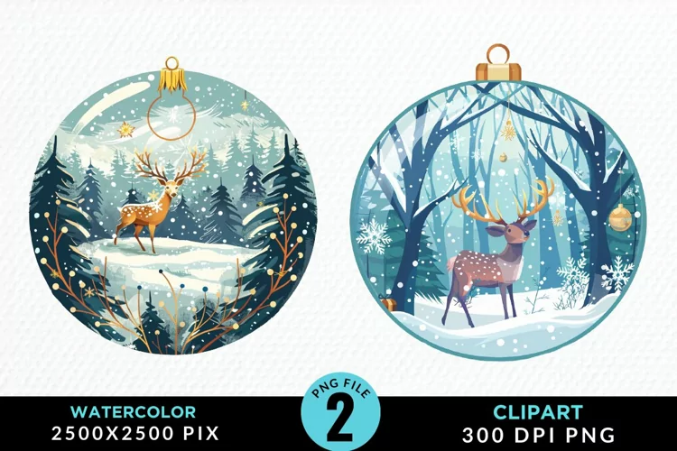 Watercolor Christmas Bauble Graphics Clipart