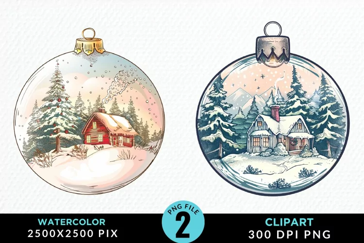 Watercolor Christmas Bauble Illustration PNG Clipart