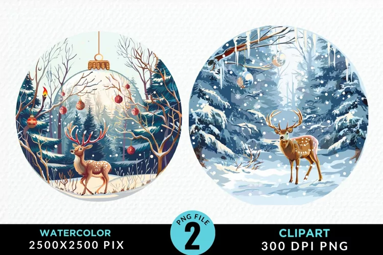 Watercolor Christmas Bauble Graphics Clipart