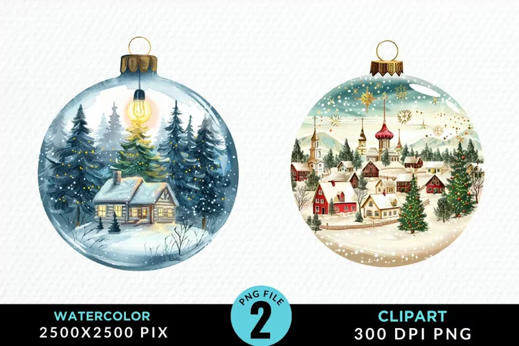 Watercolor Christmas Bauble Illustration PNG Clipart