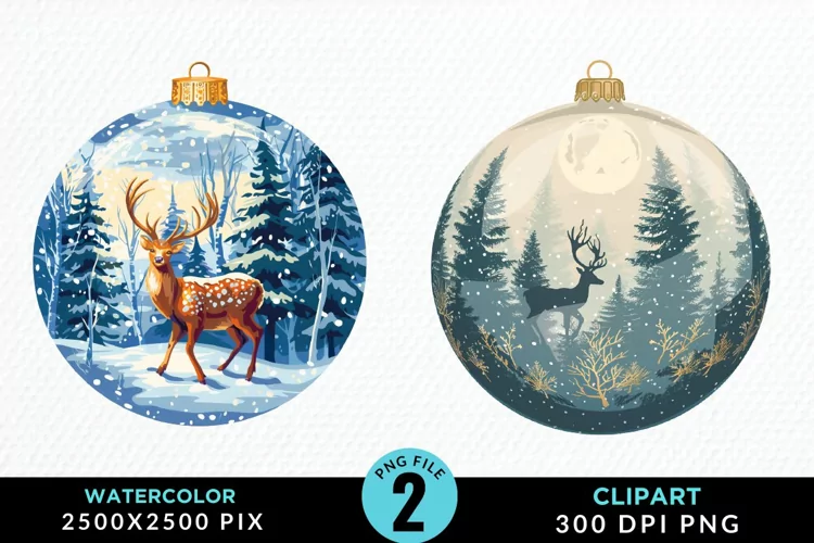 Watercolor Christmas Bauble Graphics Clipart