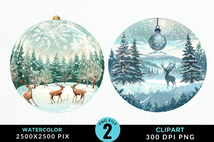 Watercolor Christmas Bauble Graphics Clipart