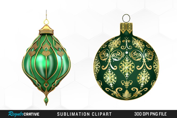 Watercolor Christmas Bauble PNG Set Clipart