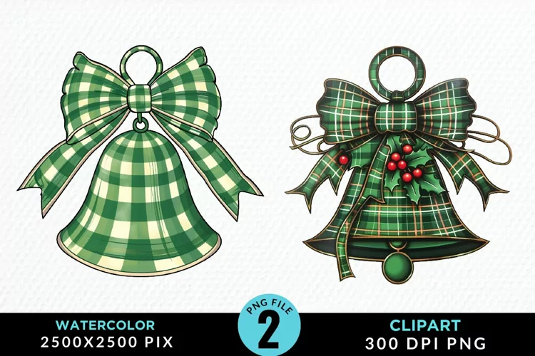Watercolor Christmas Bells Image Clipart