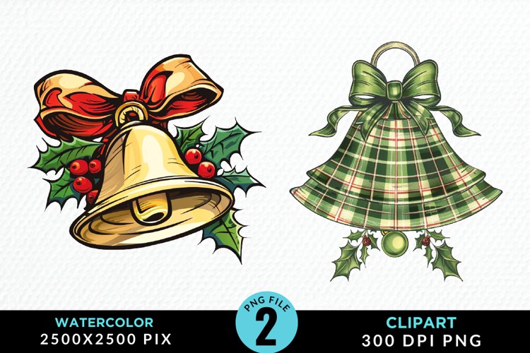 Watercolor Christmas Bells Image Clipart