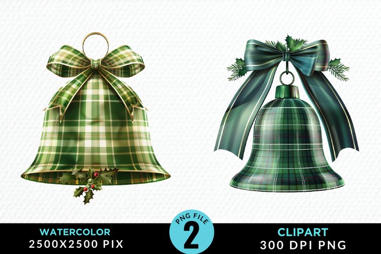 Watercolor Christmas Bells Fun Clipart