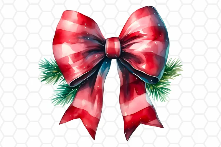 Watercolor Christmas Bow Clipart, Sublimation PNG
