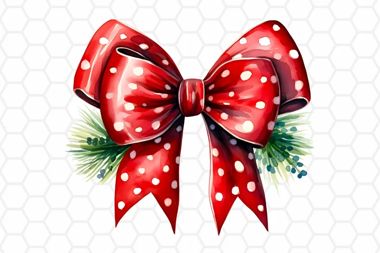 Watercolor Christmas Bow Clipart, Sublimation PNG