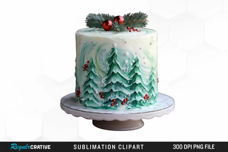 Watercolor Christmas Cake Clipart