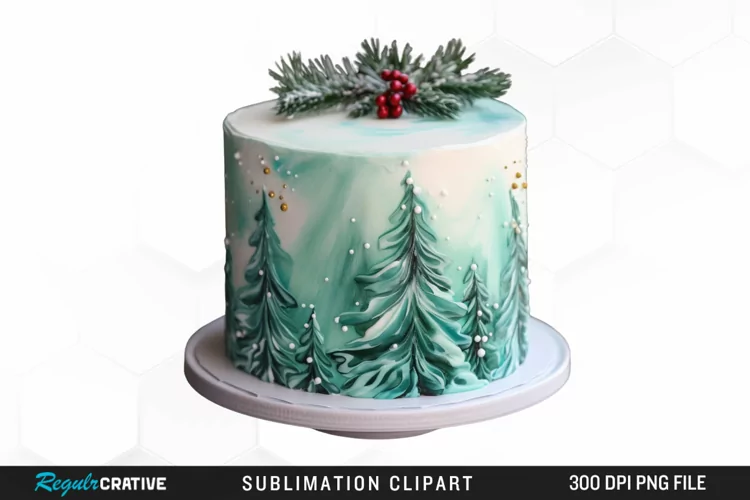 Watercolor Christmas Cake Clipart