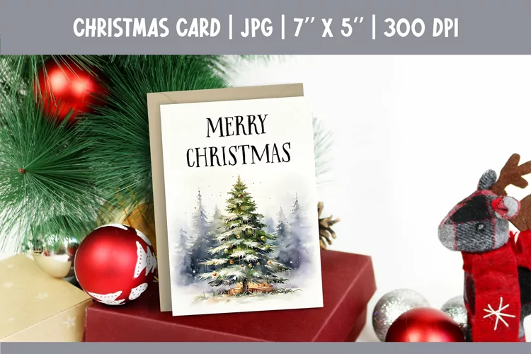 Merry Christmas Card Printable| Christmas Tree PNG
