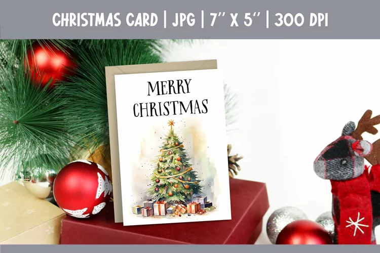 Merry Christmas Card Printable| Christmas Tree PNG