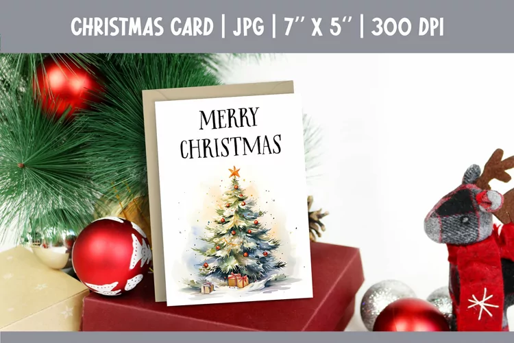 Merry Christmas Card Printable| Christmas Tree PNG