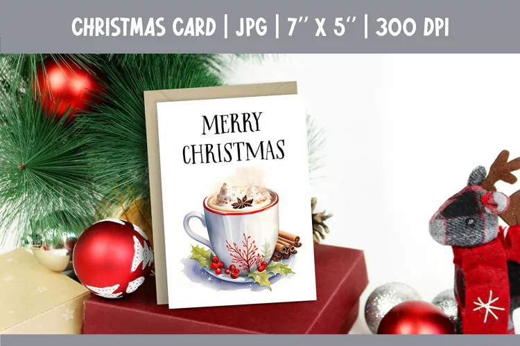 Merry Christmas Card Printable| hot cocoa PNG